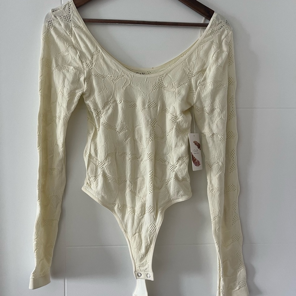Chelsea & Violet Light Cream Long Sleeve Bodysuit